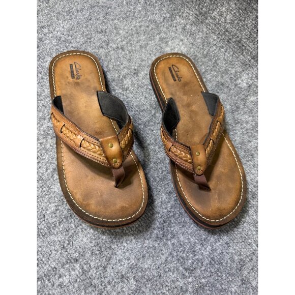 Clarks Womens Size 10 Brown Leather Flip Flops - Picture 12 of 15